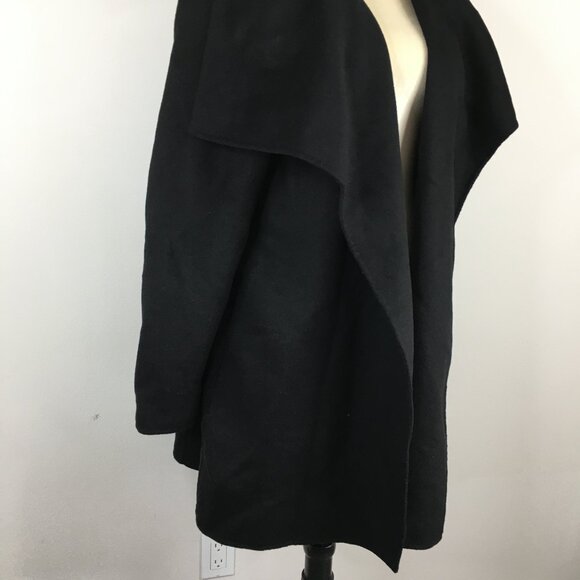 T TAHARI Black Hand Made Wool Blend Large Lapel/Collar Open Front Coat Jacket - Picture 6 of 10
